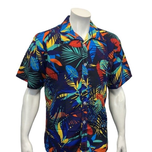 SHUANGQI MEN'S HAWAIIAN ALOHA MULTI-COLORED SHIRT - Picture 5 of 9